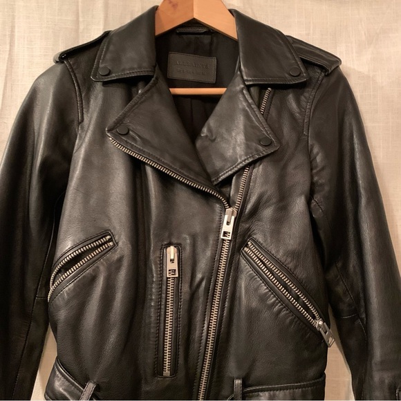 All saints sheep leather bomber jacket size 4 - Picture 3 of 11